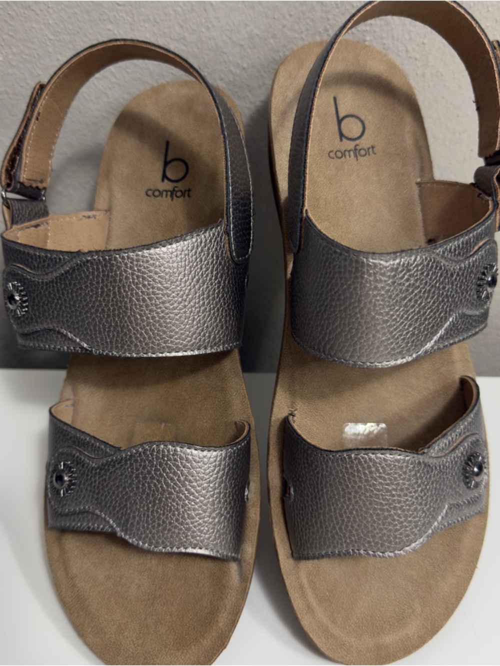 b Comfort Metallic Pewter Slingback Sandals